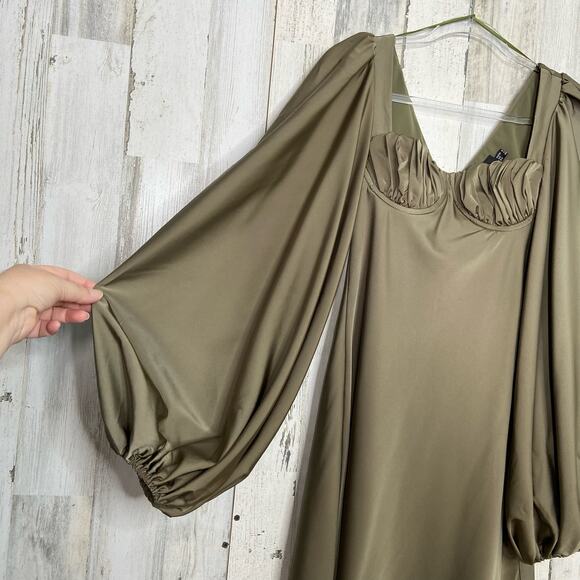 Jagger & Stone The Liv Dress Olive Green Satin Bustier Mini Boho Party Size 4 - Picture 4 of 15